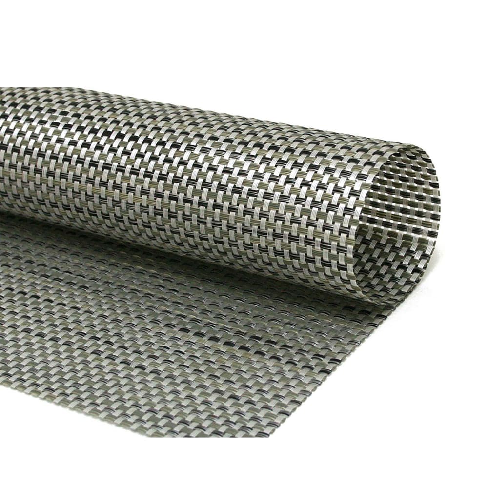 872-XPM042SIV83 Square Silver Placemat - 14" x 13", Woven Vinyl, Metroweave®