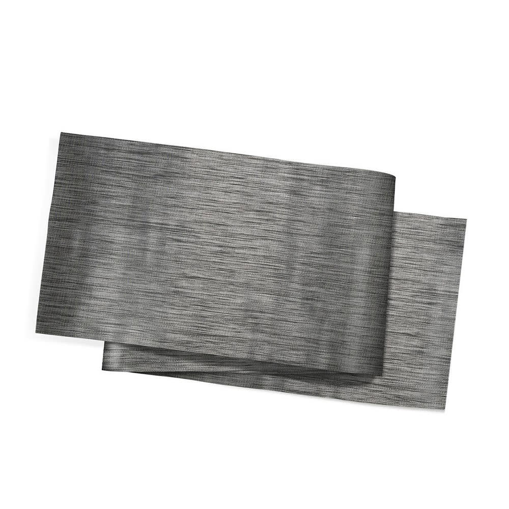 872-XRU007BKV80 Rectangular Black Tweed Placemat Runner - 72" x 14", Woven Vinyl, Metro...