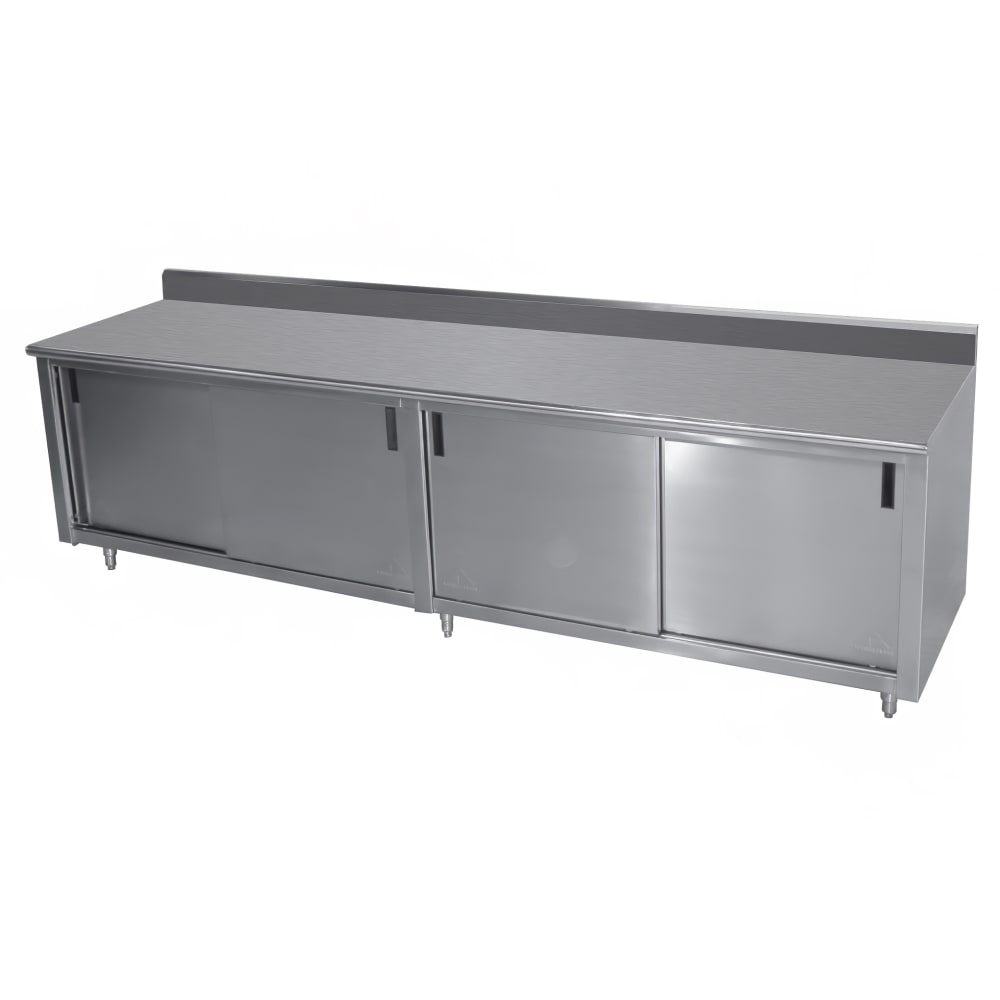 009-ECKSS308X 96" Enclosed Work Table w/ Sliding Doors, 5" Backsplash, 30"D