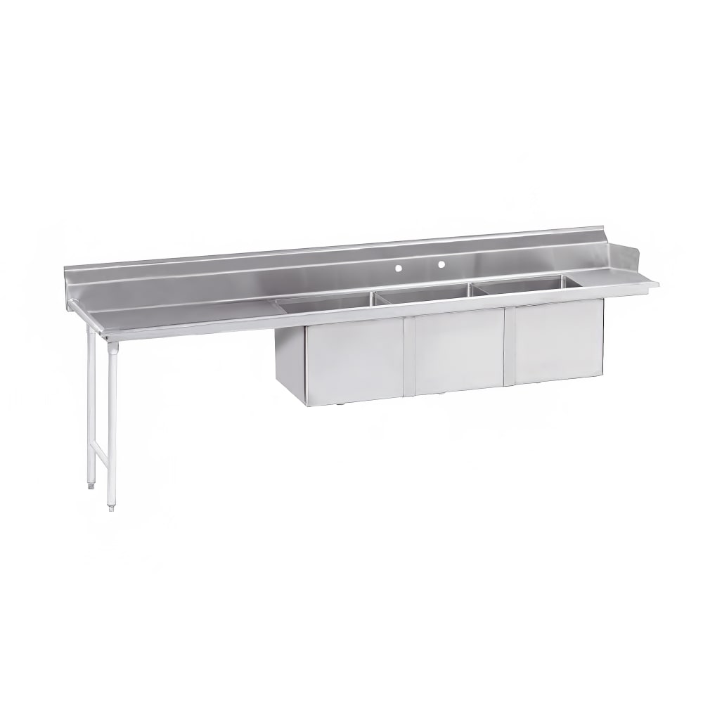 009-DTC3182496L Dish Table - (3) 18" x 24" x 14" Bowls, 29" Left Drainboard,...