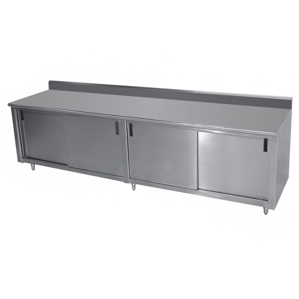009-ECKSS2410M 120" Enclosed Work Table w/ Sliding Doors & Midshelf, 5" Backsplash,...