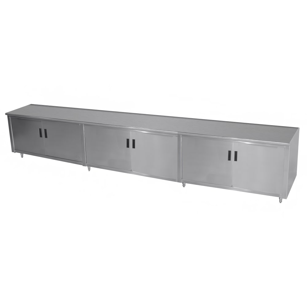 009-EHBSS247M 84" Enclosed Work Table w/ Swing Doors & Midshelf, 24"D