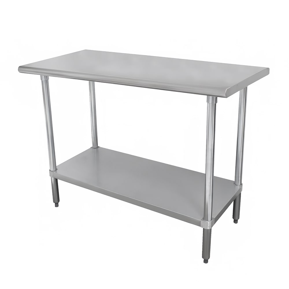 Advance Tabco ELAG-366-X 72" 18 ga Work Table w/ Undershelf & 430 Series Stainless Flat Top