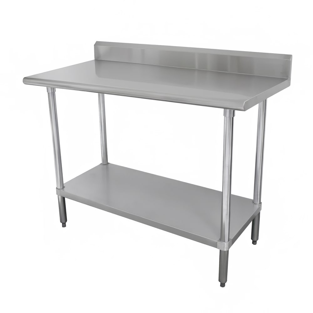 009-KLAG240X 30" 16 ga Work Table w/ Undershelf & 430 Series Stainless Top, 5" Back...