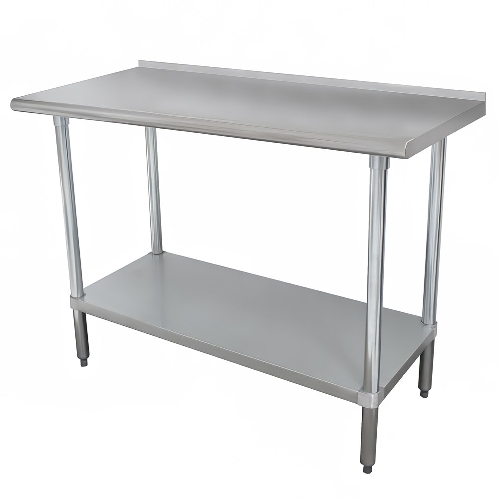 Advance Tabco SFLAG-362-X 24" 16 ga Work Table w/ Undershelf & 430 Series Stainless Top, 1 1/2" Backsplash