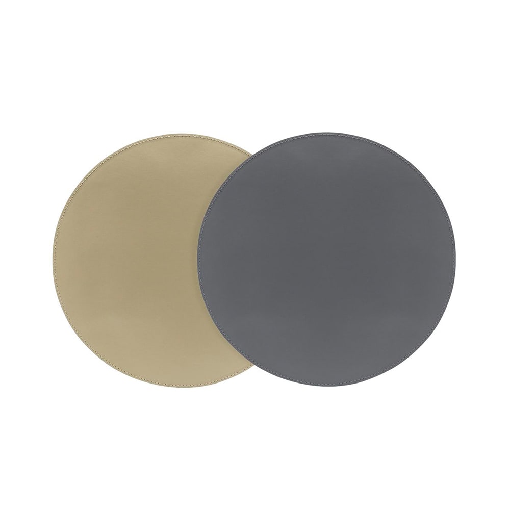 872-RTL019GYL23 Round Smoke/Stone Placemat - 12", Vinyl, London