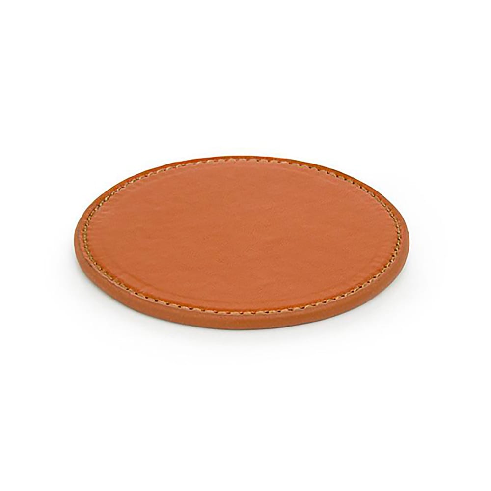 872-XCO006TAL26 4" London Beverage Coaster - Faux Leather, Saddle