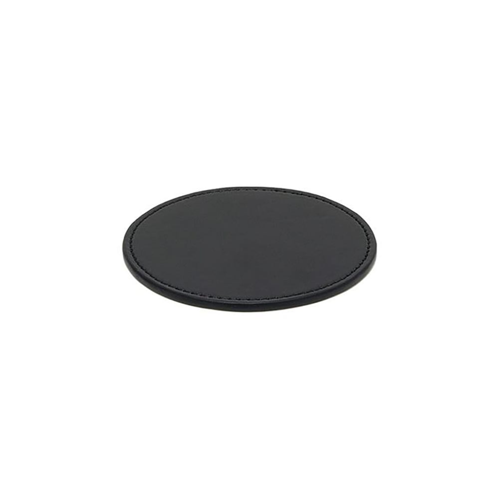 872-XCO006BKL26 4" London Beverage Coaster - Faux Leather, Black