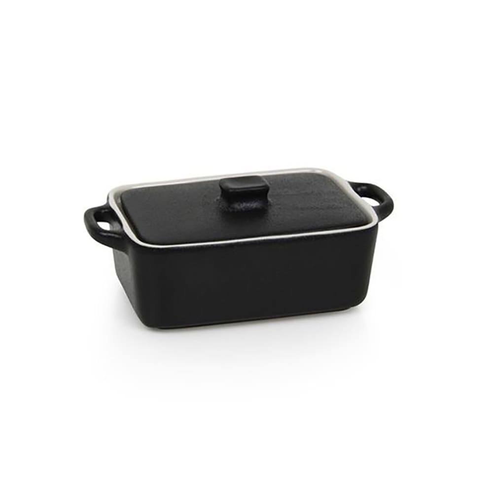 872-DBO135BKC23 10 oz Rectangular Kiln® Baking Dish w/ Lid - Porcelain, Black