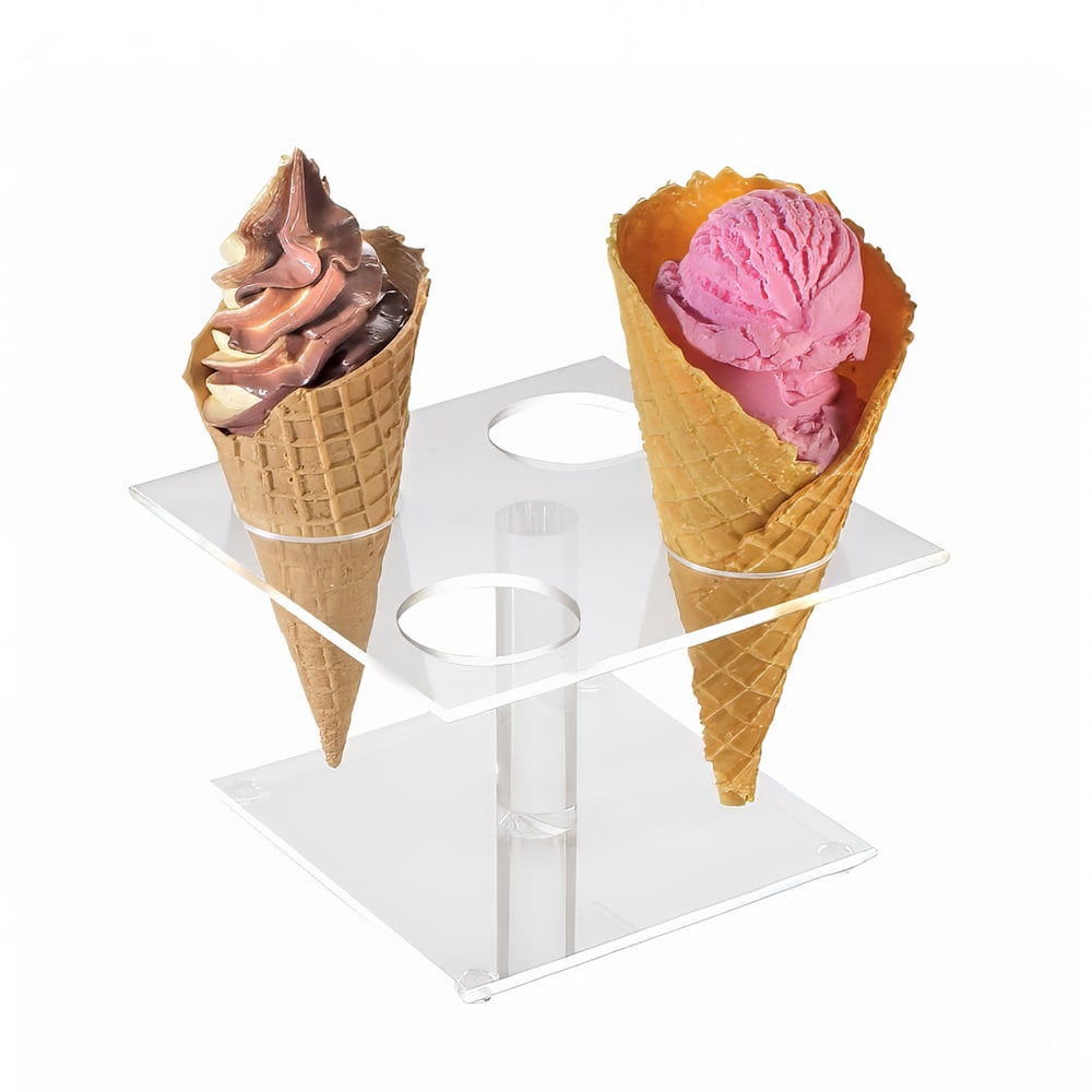151-396 4 Section Ice Cream Cone Holder - Acrylic, Clear