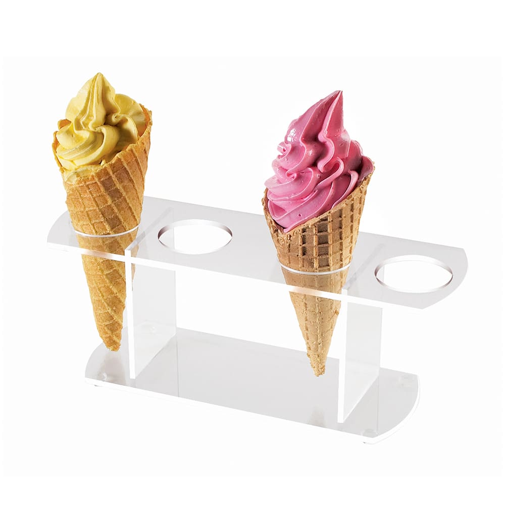 151-398 Waffle Cone Holder Stand w/ 4 Holes, 12" x 4" x 4 1/2", BPA Free, Clear