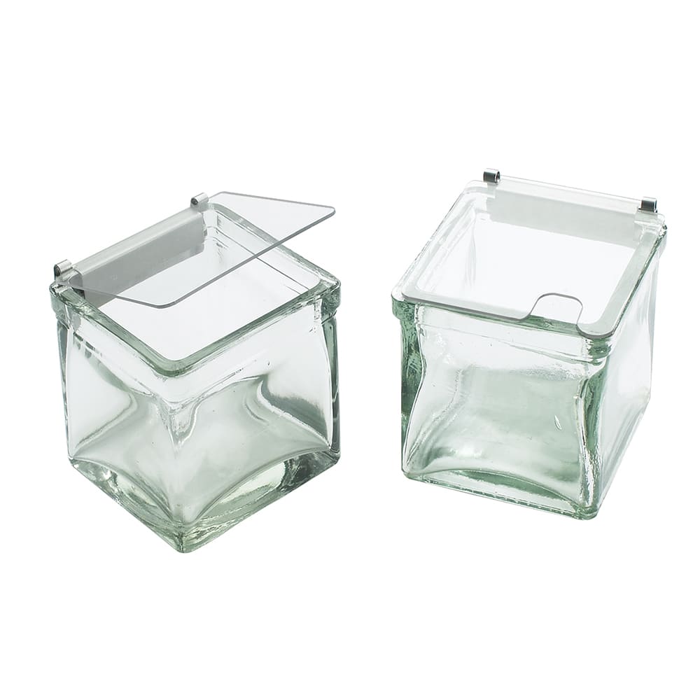 151-C4X4GLCN Square 1 Compartment Condiment Jar - Clear