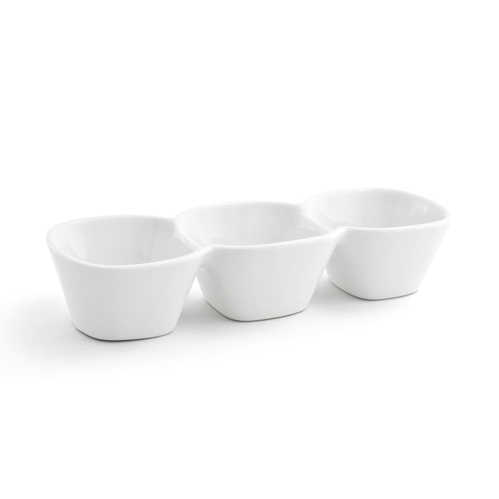 872-BBO008WHP22 Rectangular Mod® Bowl w/ (3) Compartments - 9" x 5", Porcelain, Superwh...