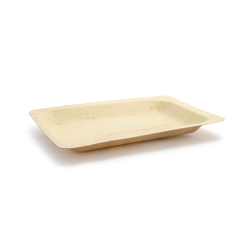 872-DAP061NAW28 Rectangular Servewise™ Disposable Plate - 8" x 5 3/4", Pinewood
