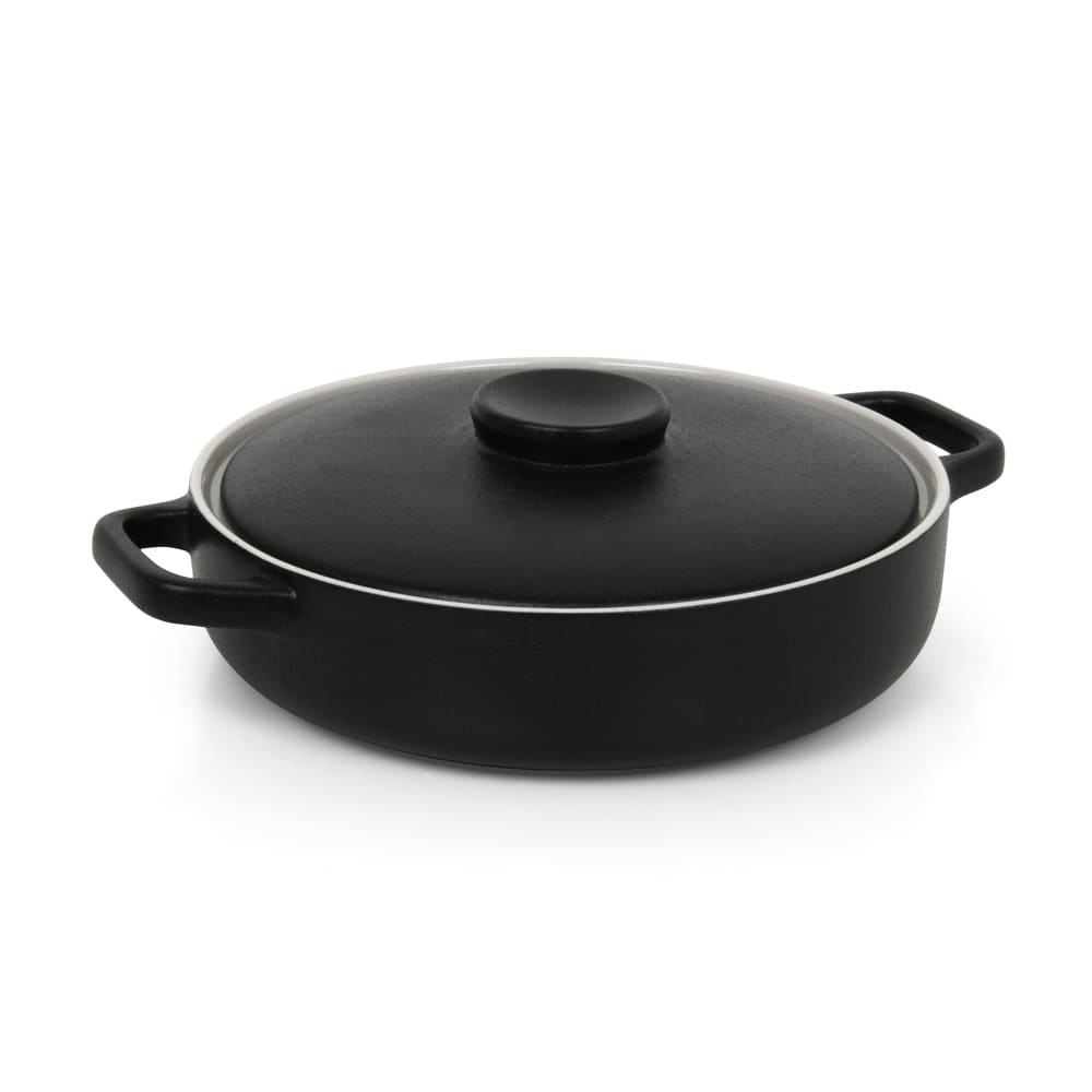 872-DBO140BKC20 56 oz Round Kiln® Baking Dish w/ Lid - Porcelain, Black