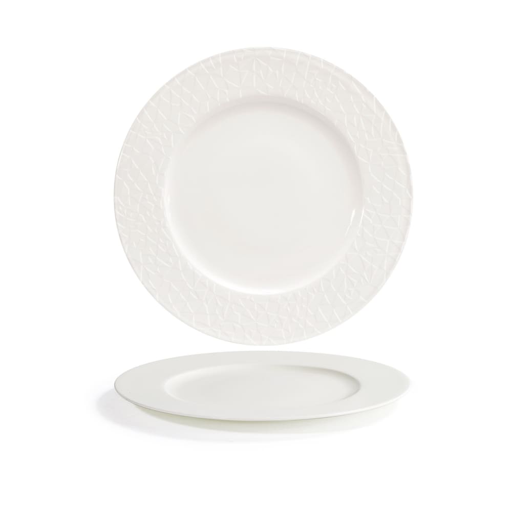 872-DDP083BEP22 10 5/8" Round Catalyst® Facet Plate - Porcelain, White