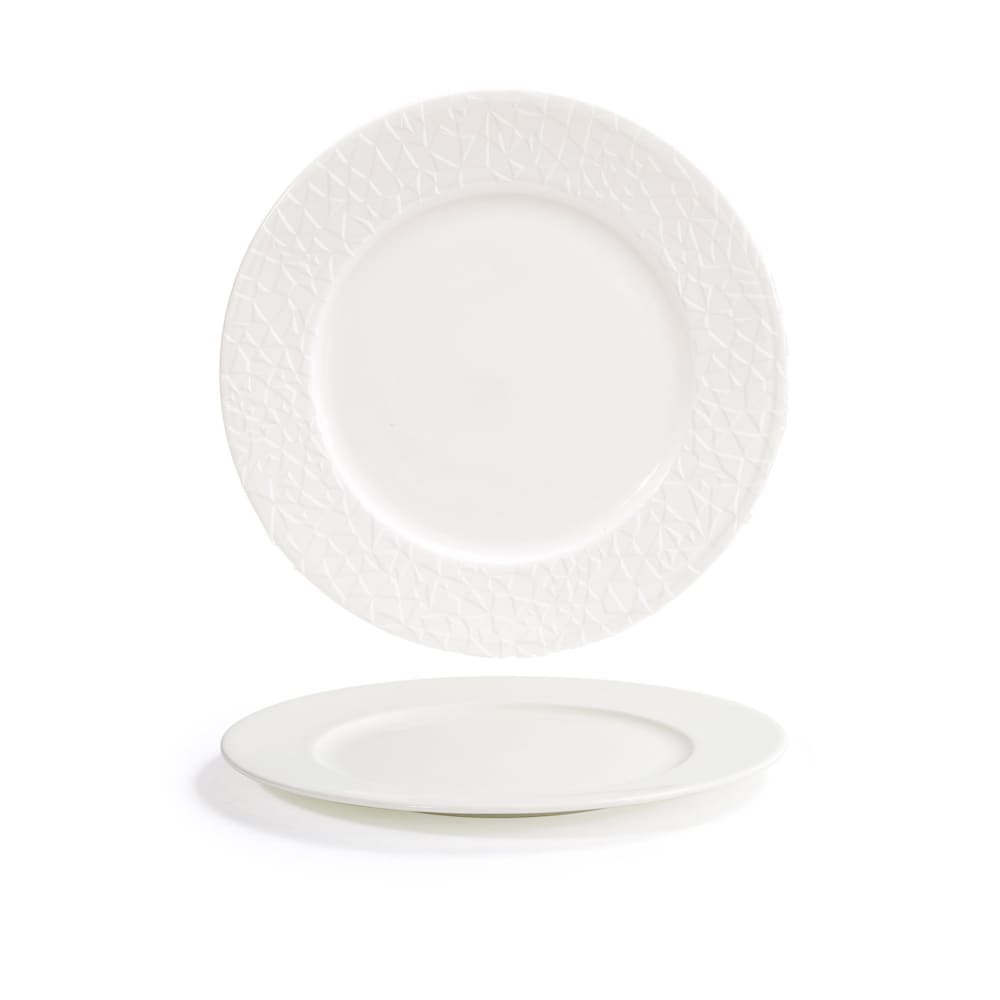 872-DDP086BEP22 9 1/2" Round Catalyst® Facet Plate - Porcelain, White