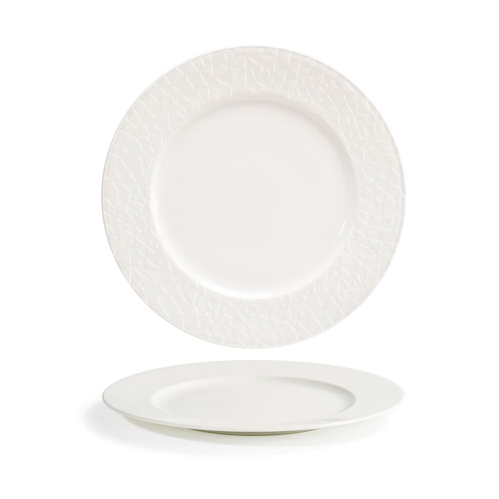 872-DDP080BEP21 11 1/2" Round Catalyst® Facet Plate - Porcelain, White