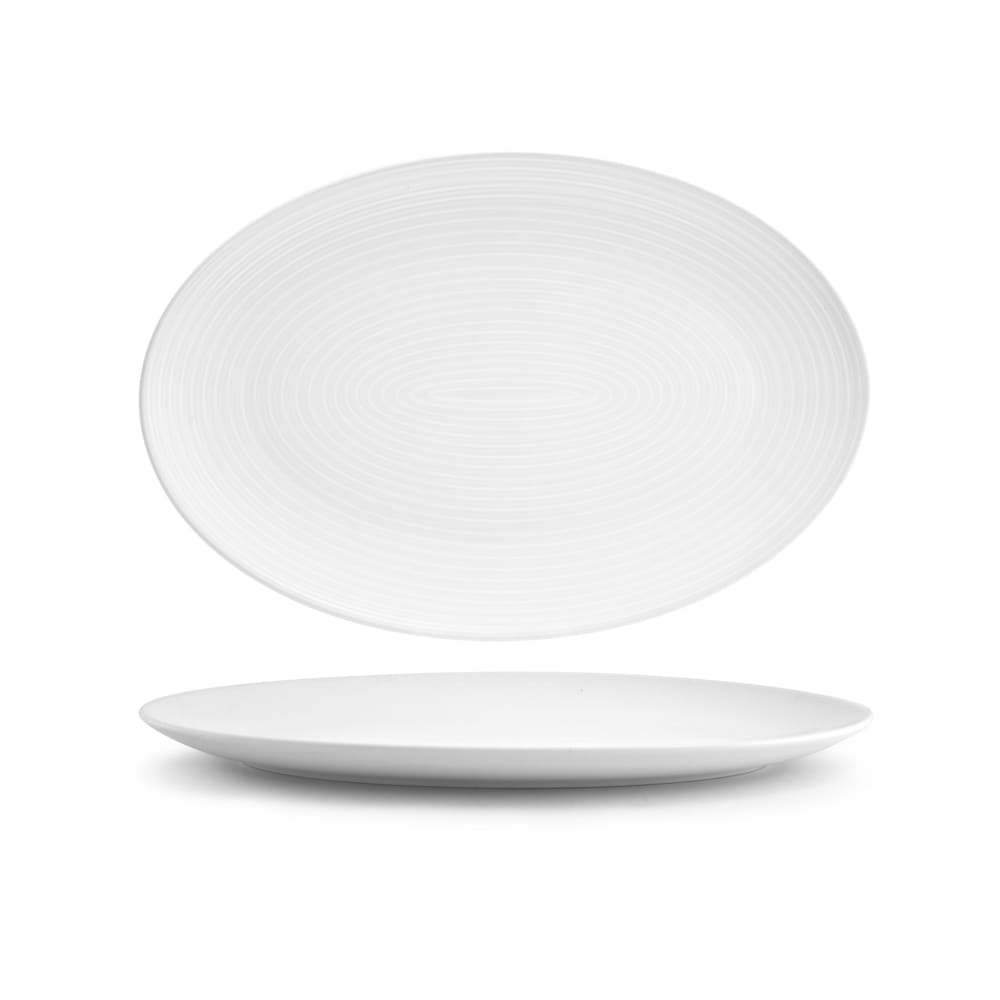 872-DOS028WHP21 Oval Spiral® Plate - 13" x 9", Porcelain, White