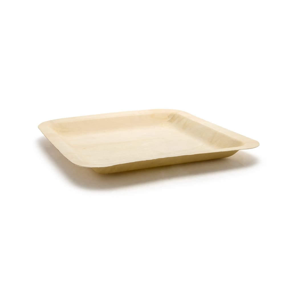 872-DSP025NAW28 8" Square Servewise™ Disposable Plate, Pinewood