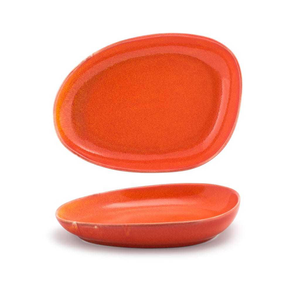 872-DSP032ORP23 Oval Kiln® Plate - 8" x 6", Porcelain, Blood Orange