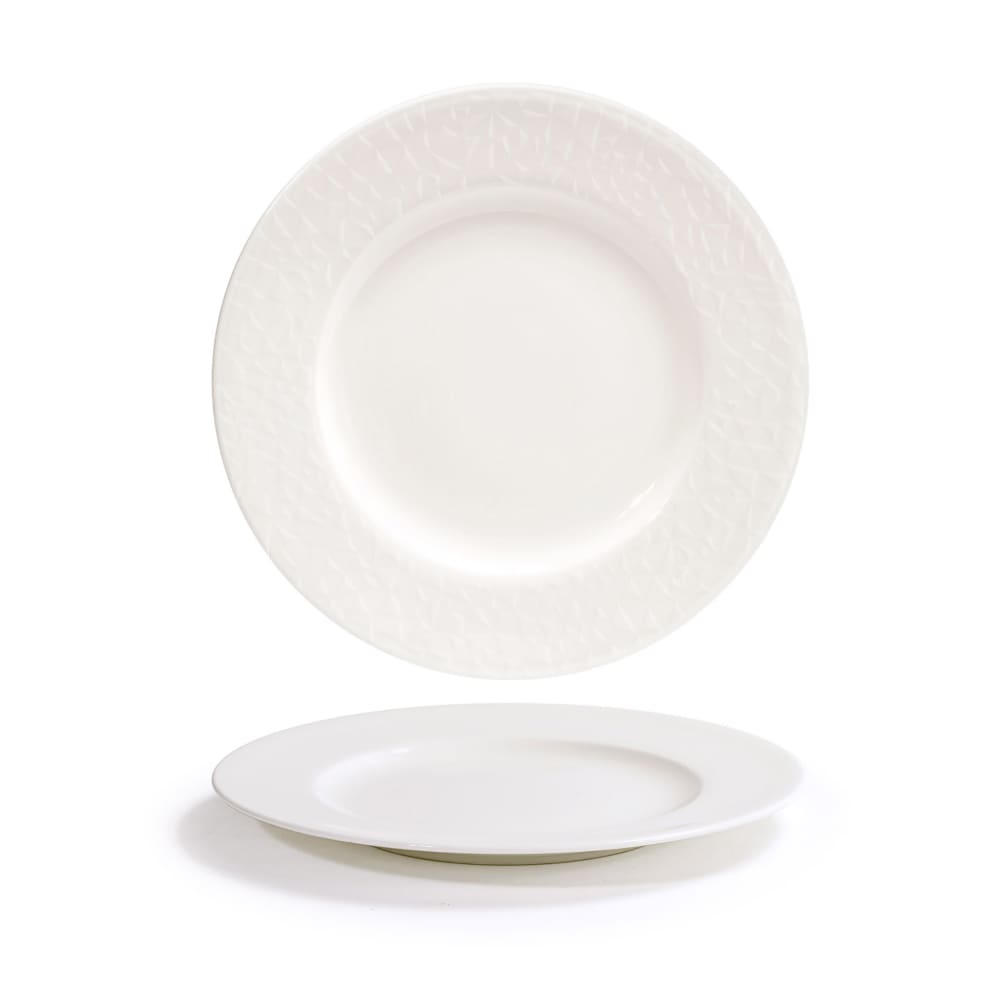 872-DSP042BEP22 8" Round Catalyst® Facet Plate - Porcelain, White