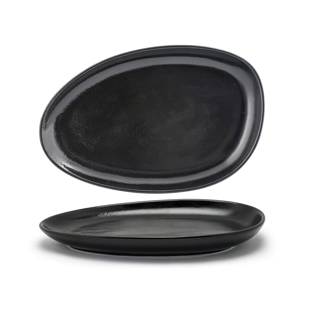 872-SPT056BKP20 Oval Kiln® Plate - 14" x 9", Porcelain, Pepper