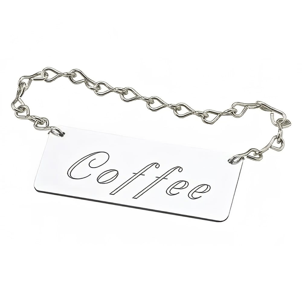 Cal-Mil 618-1 Hanging "Coffee" Sign w/ 24" Chain for Coffee Urns, Silver