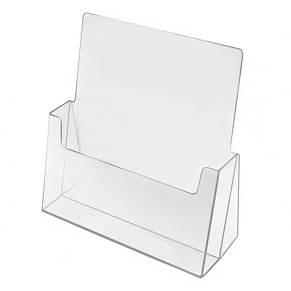 CalMil 210 Brochure Card Holder 8 1/2"W x 1 1/2"D x 10"H, Acrylic, Clear