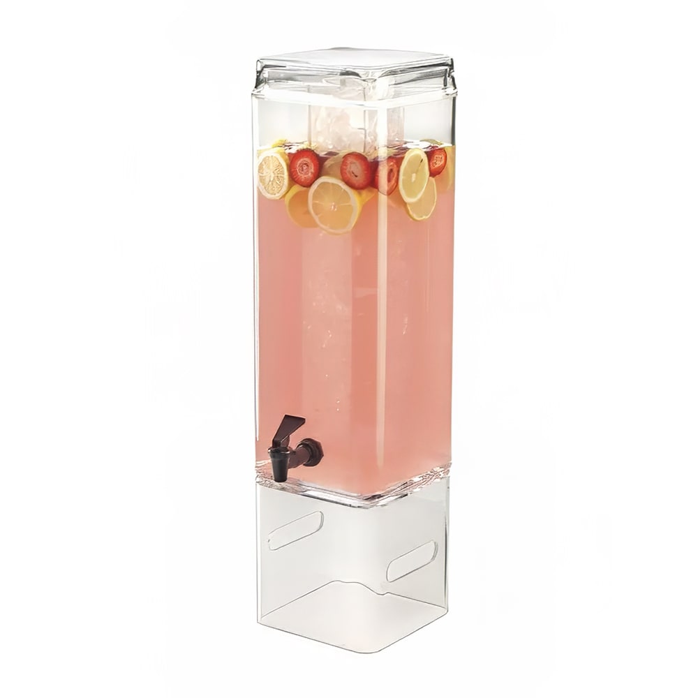 151-11125AH 5 gal Beverage Dispenser w/ Ice Tube - Plastic Container, Clear Base