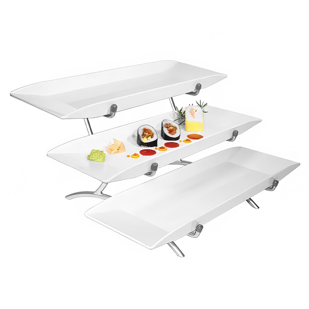 151-SR103339 3 Tier Rectangular Sierra Tier Display Set - Melamine, Platinum
