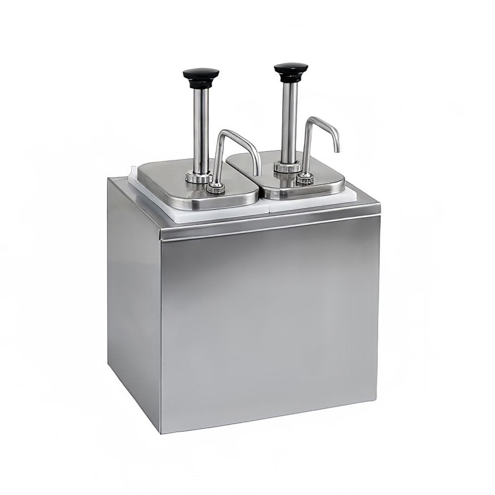 080-PKTS2D Pump Style Condiment Dispenser w/ (2) Jars & Pumps, (1 1/4) oz Stroke, Stainless