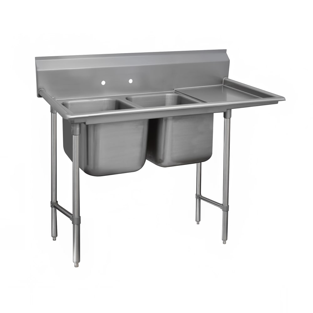 009-923624R 65" 2 Compartment Sink w/ 16"L x 20"W Bowl, 12" Deep