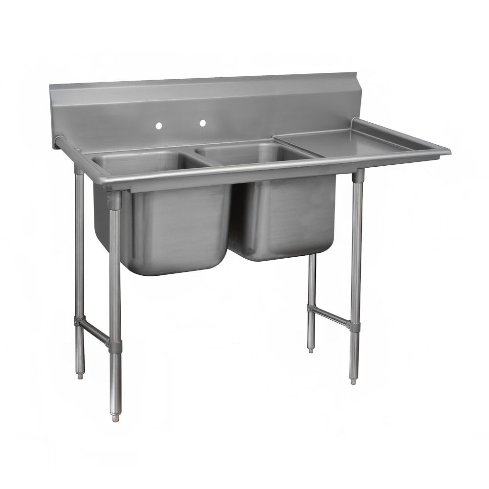 009-923636R 77" 2 Compartment Sink w/ 16"L x 20"W Bowl, 12" Deep