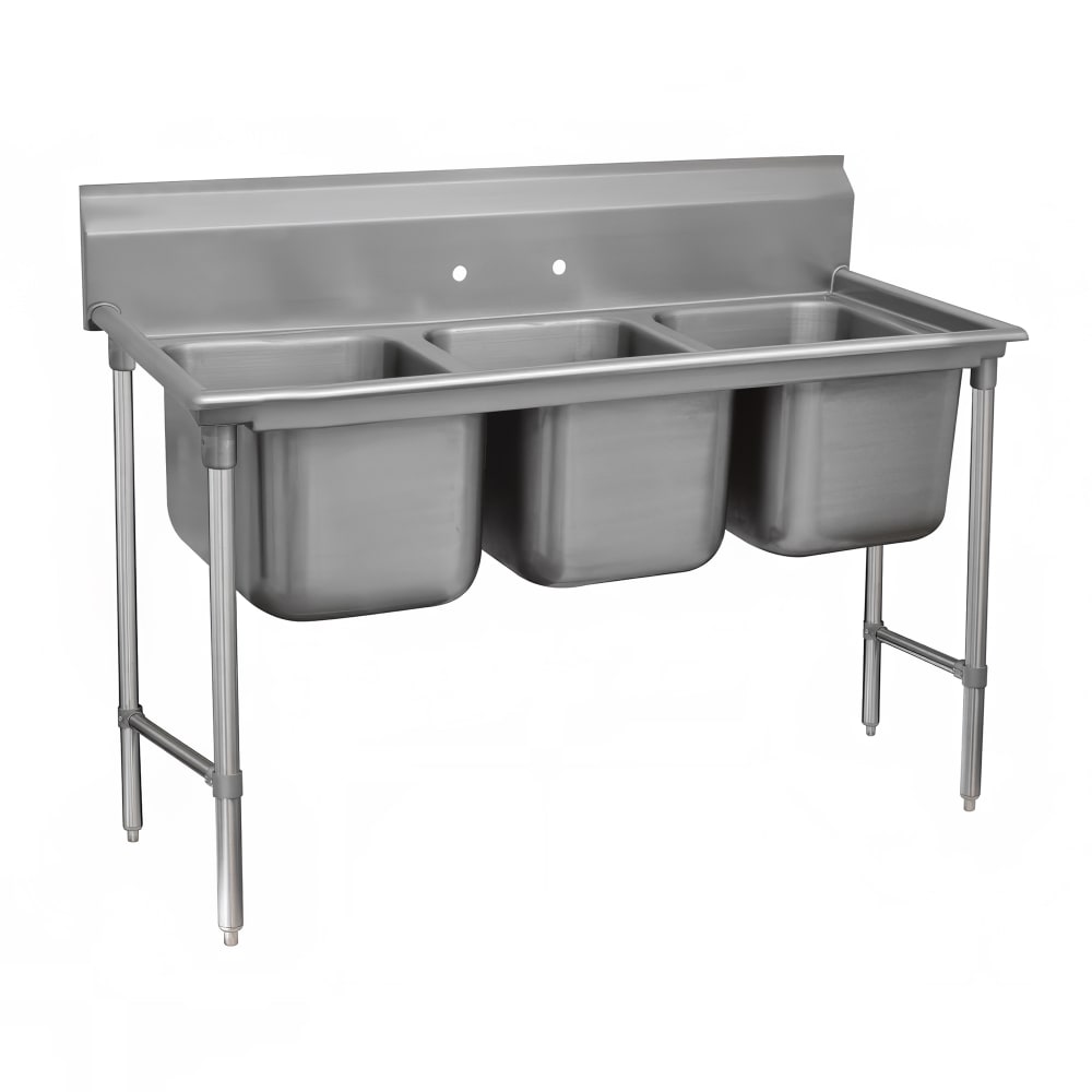 009-934372 86" 3 Compartment Sink w/ 24"L x 24"W Bowl, 12" Deep