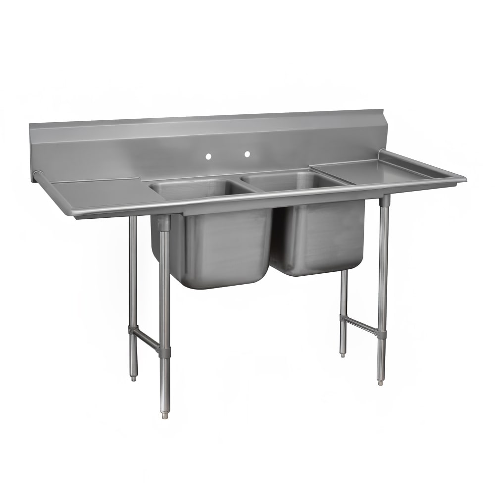 009-9224018RL 81" 2 Compartment Sink w/ 20"L x 20"W Bowl, 12" Deep