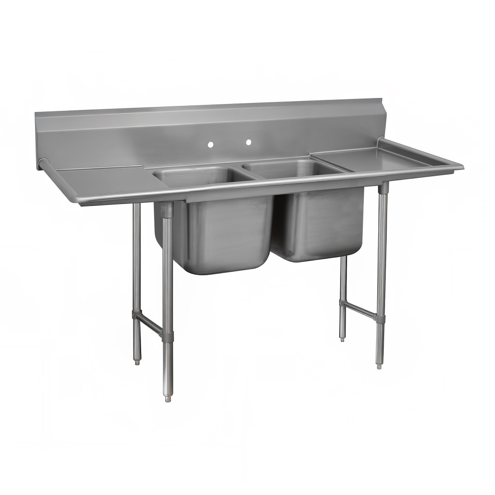 009-9323624RL 85" 2 Compartment Sink w/ 16"L x 20"W Bowl, 12" Deep