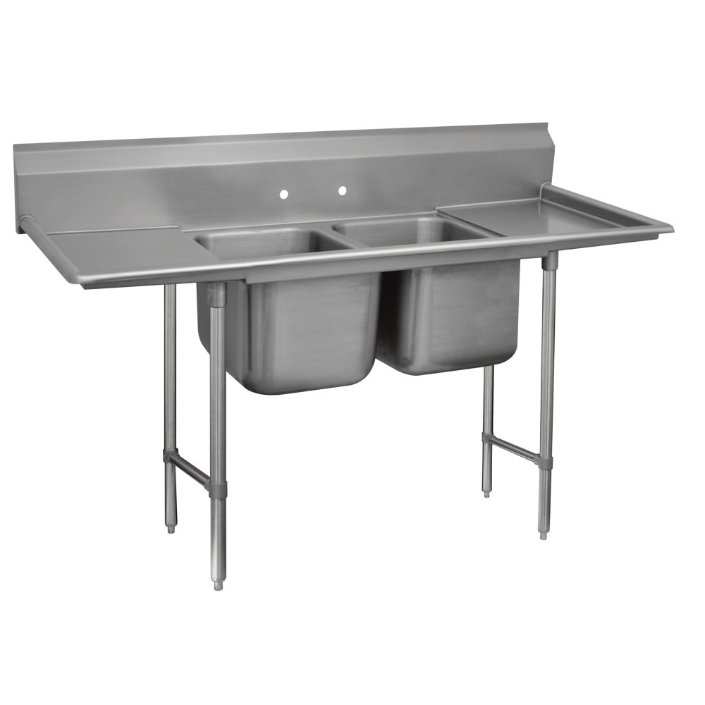 009-9323636RL 109" 2 Compartment Sink w/ 16"L x 20"W Bowl, 12" Deep