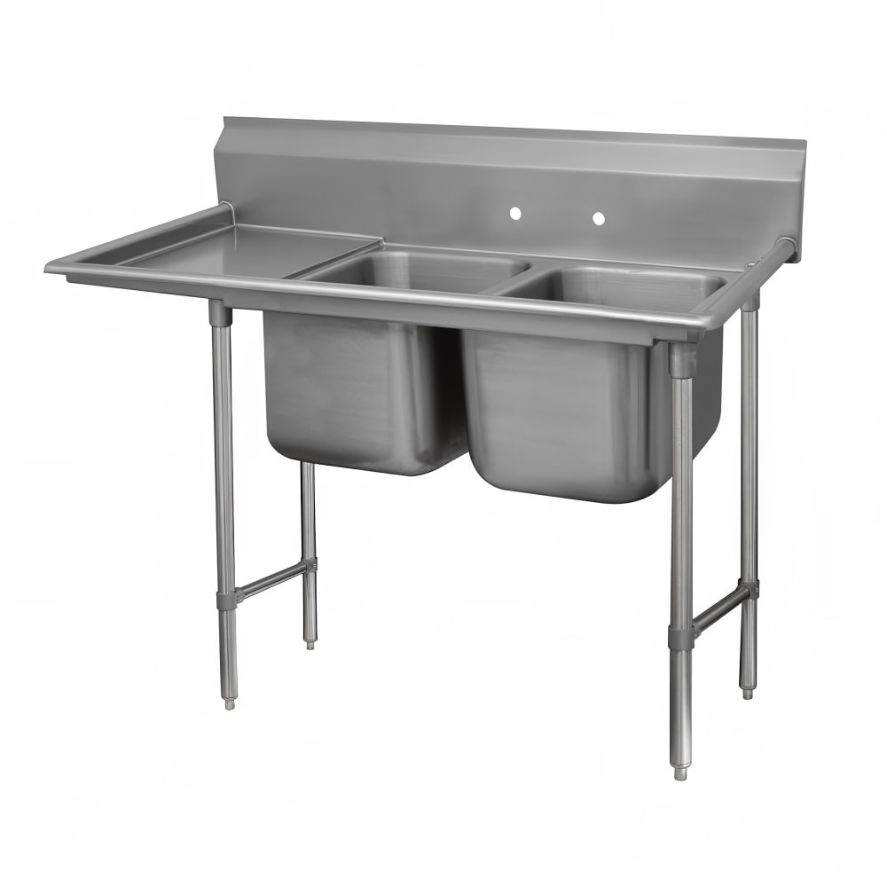 009-9224018L 67" 2 Compartment Sink w/ 20"L x 20"W Bowl, 12" Deep