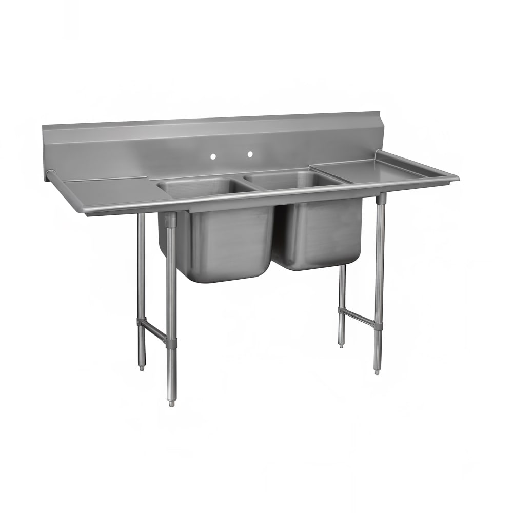009-9224036RL 117" 2 Compartment Sink w/ 20"L x 20"W Bowl, 12" Deep