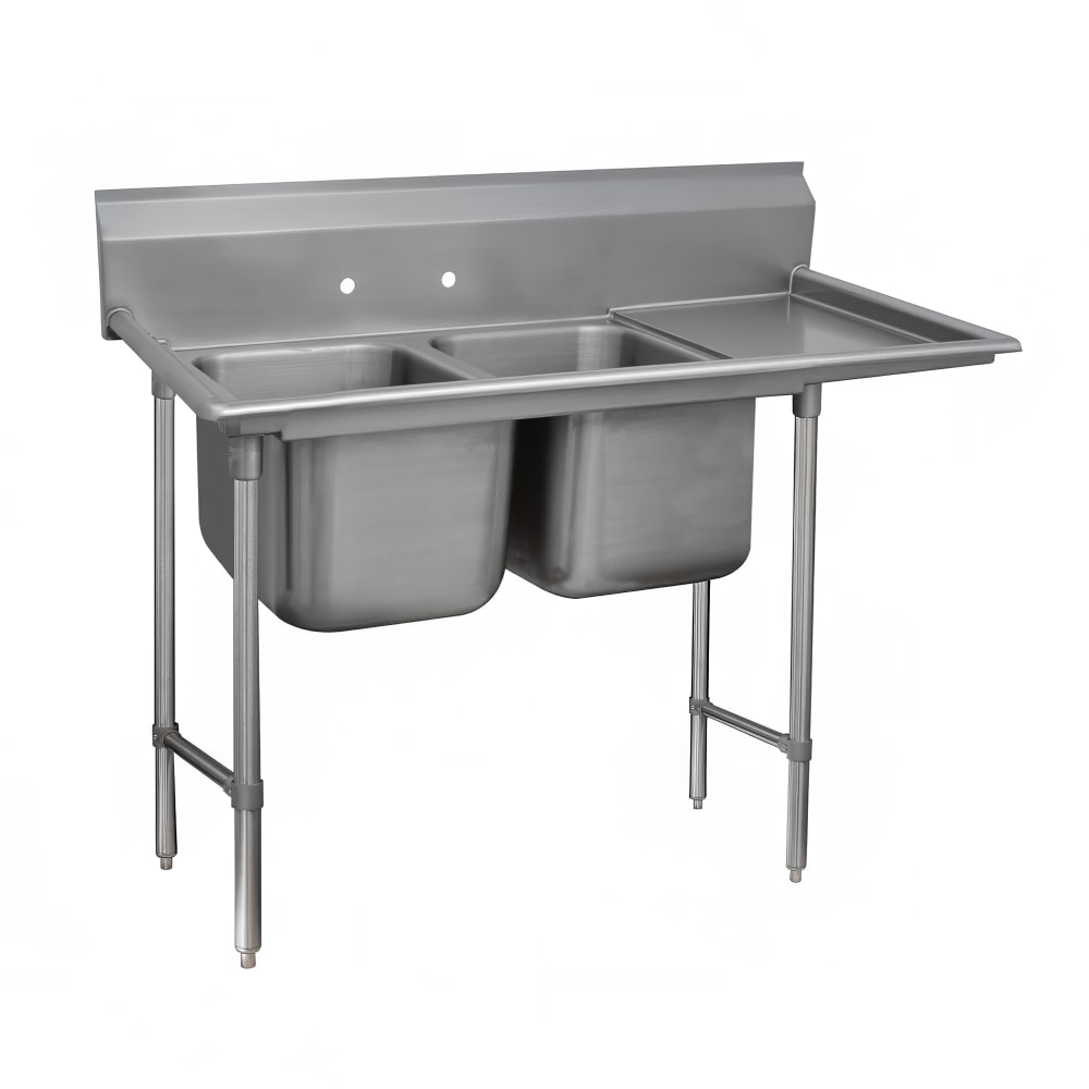 009-9224024R 73" 2 Compartment Sink w/ 20"L x 20"W Bowl, 12" Deep