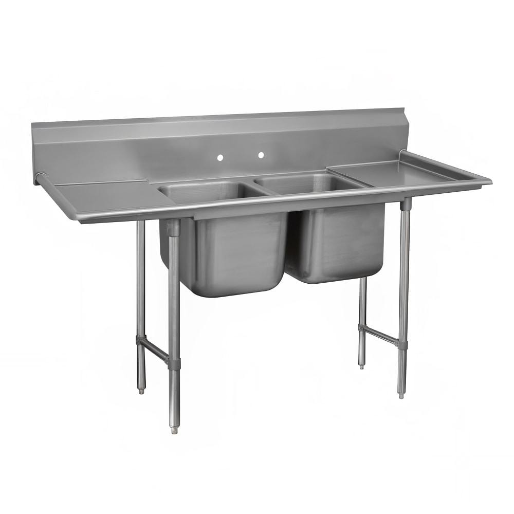 009-9224024RL 93" 2 Compartment Sink w/ 20"L x 20"W Bowl, 12" Deep