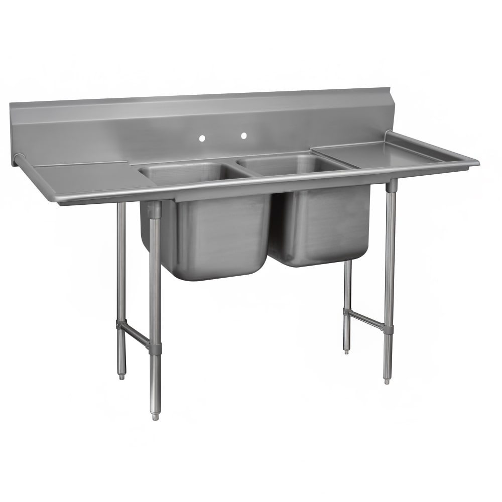 009-93824024RL 93" 2 Compartment Sink w/ 20"L x 28"W Bowl, 12" Deep