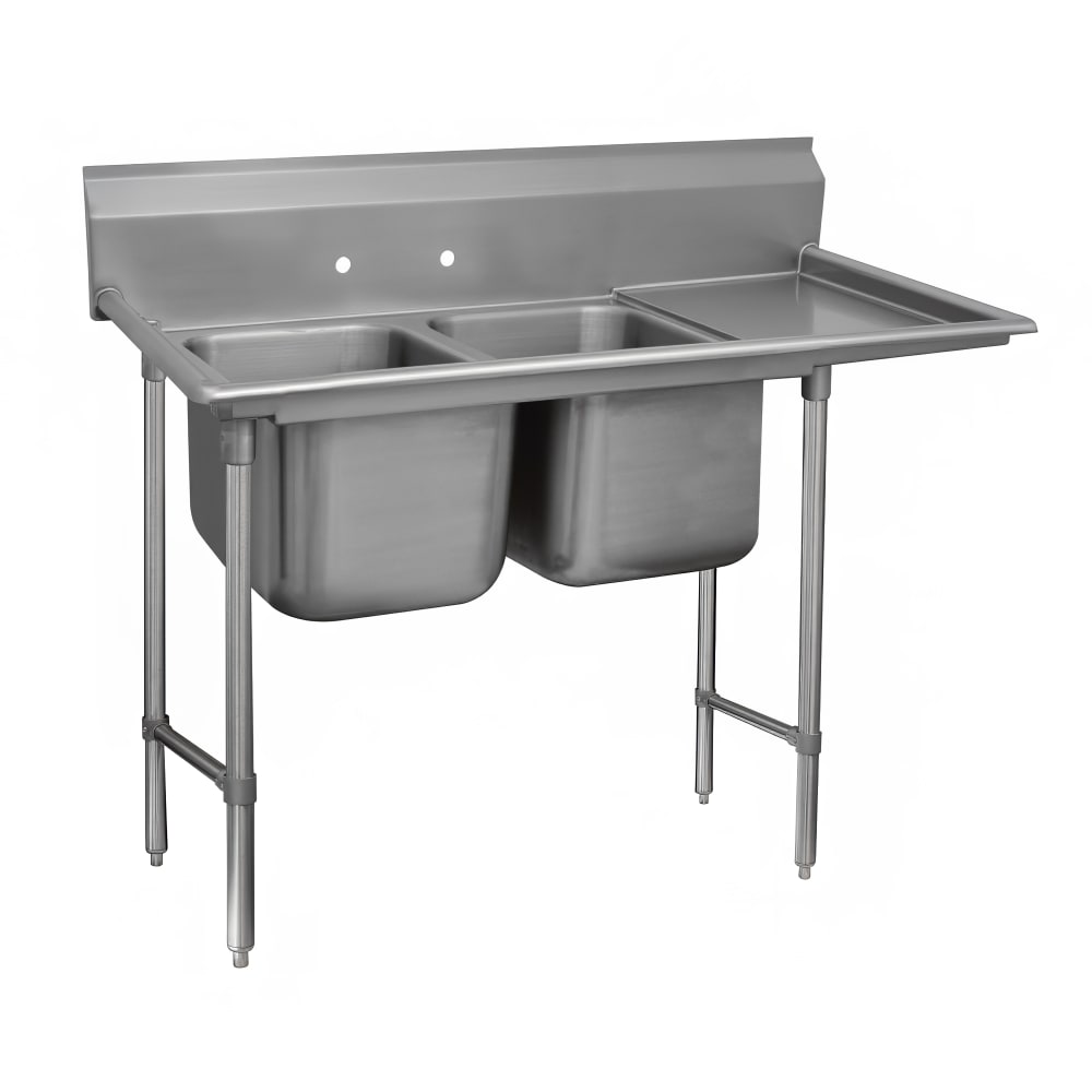 009-93824018R 67" 2 Compartment Sink w/ 20"L x 28"W Bowl, 12" Deep