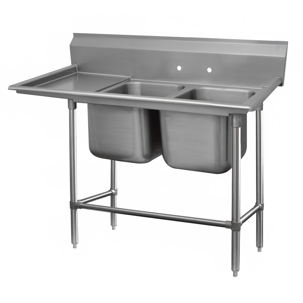 009-94224036L 85" 2 Compartment Sink w/ 20"L x 20"W Bowl, 14" Deep