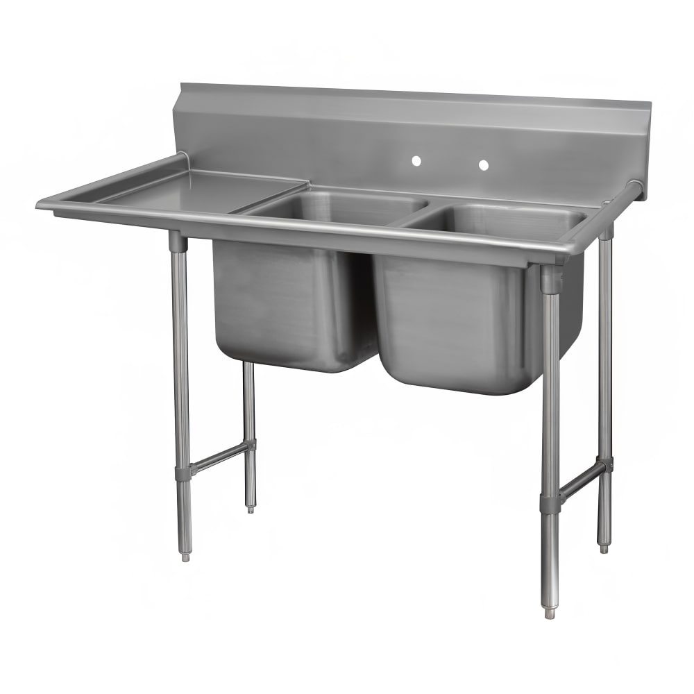 009-93224018L 67" 2 Compartment Sink w/ 20"L x 20"W Bowl, 12" Deep
