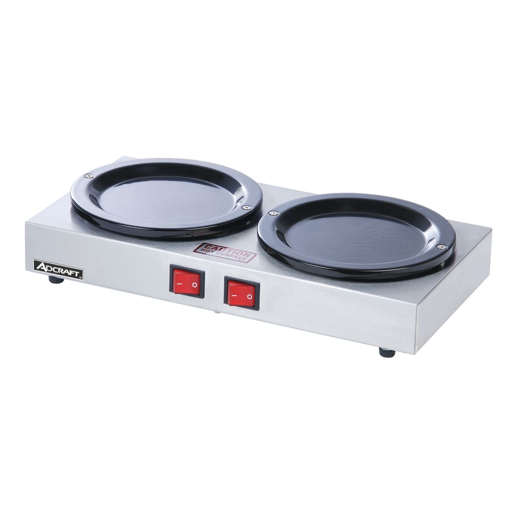 122-WP2 Side by Side Coffee Warmer Plate w/ 2 Stations, Stainless Body