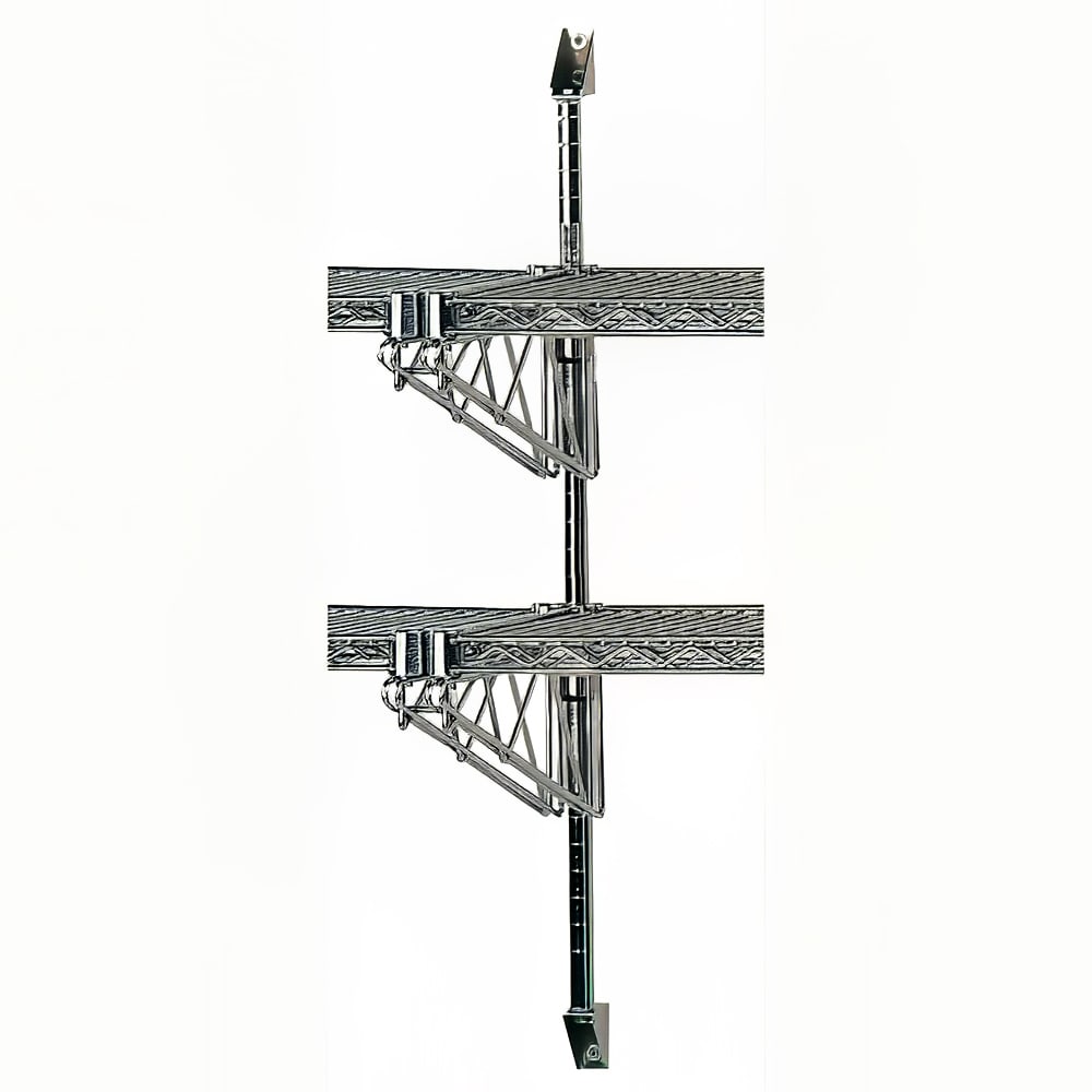 009-ABM214X Post & Brackets for 14" Deep Wall Mounted Shelf w/ Hardware, Chrome