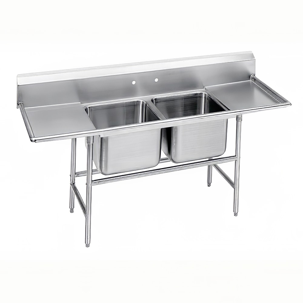 009-94824036RL 117" 2 Compartment Sink w/ 20"L x 28"W Bowl, 14" Deep