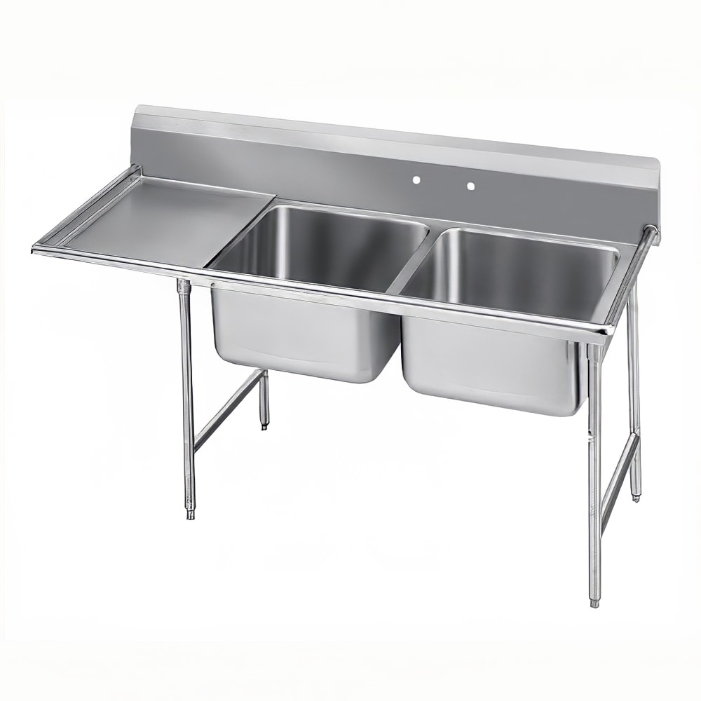 009-94824018L 67" 2 Compartment Sink w/ 20"L x 28"W Bowl, 14" Deep